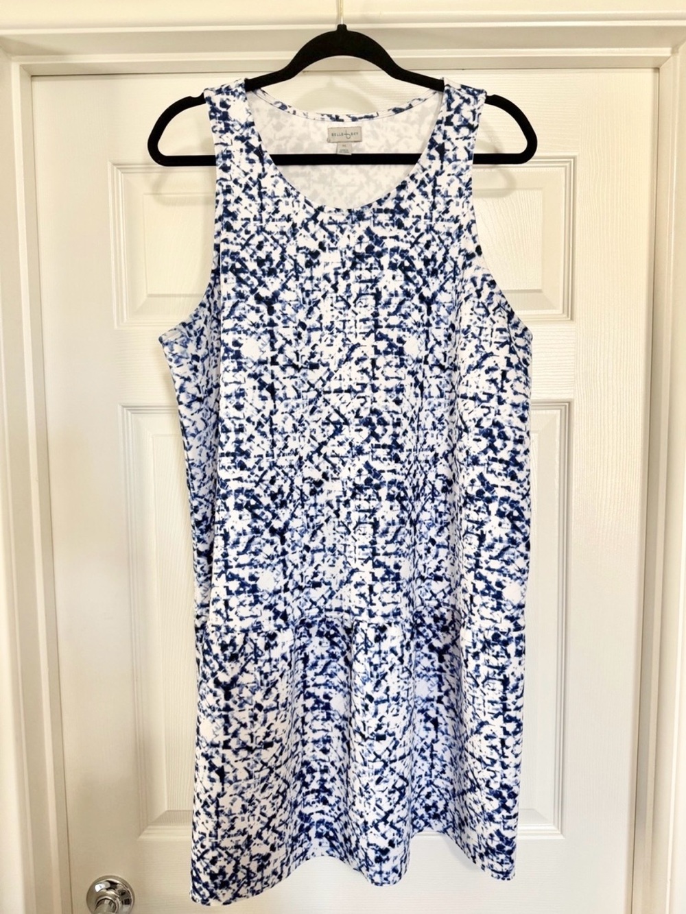 Belle + Sky XL Blue Abstract Babydoll Swing Dress Flowy Stretch